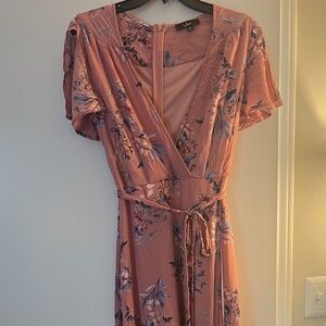 Lulu’s Rose Floral Wrap Maxi Dress Medium